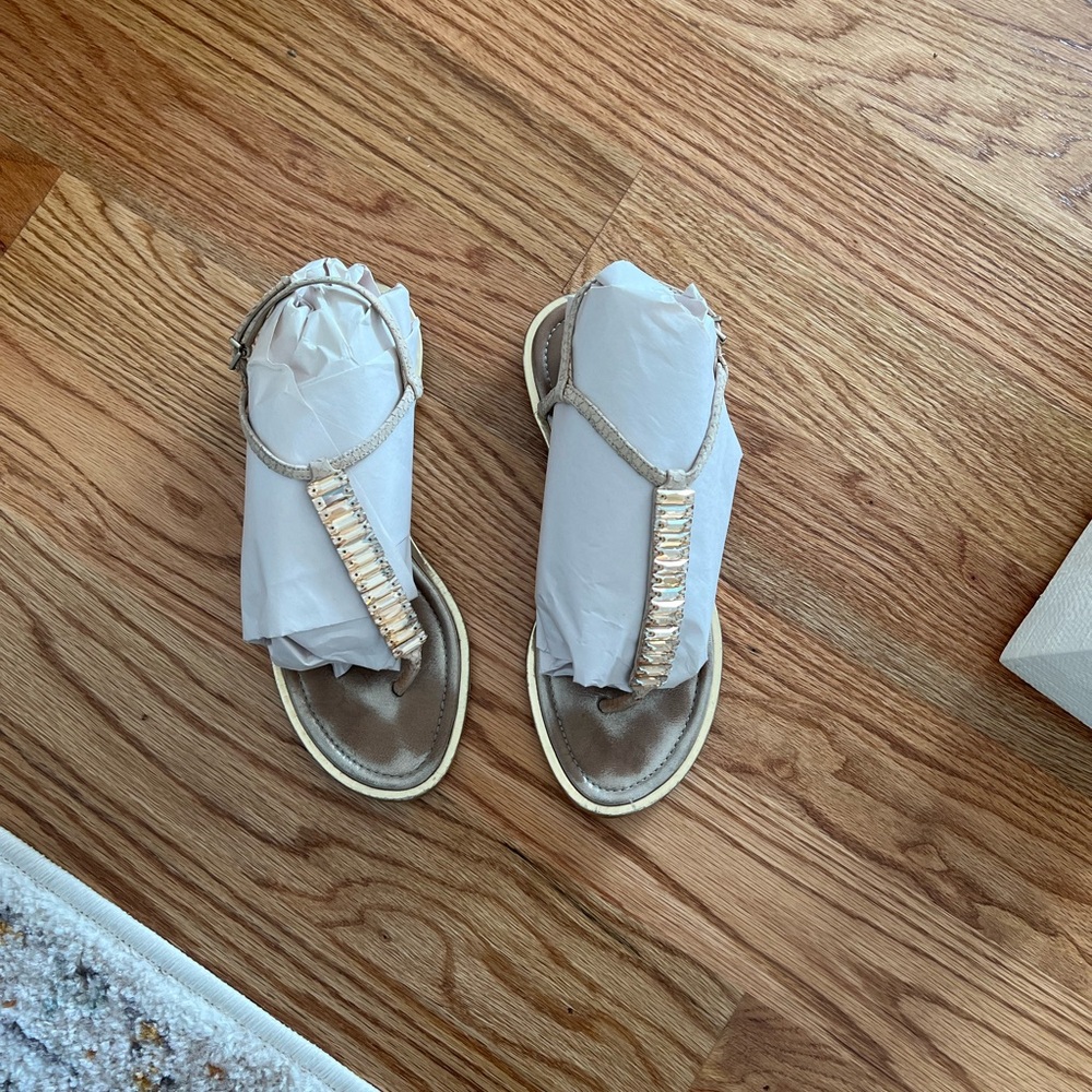 Brian Atwood Nude jeweled Sandal size 8